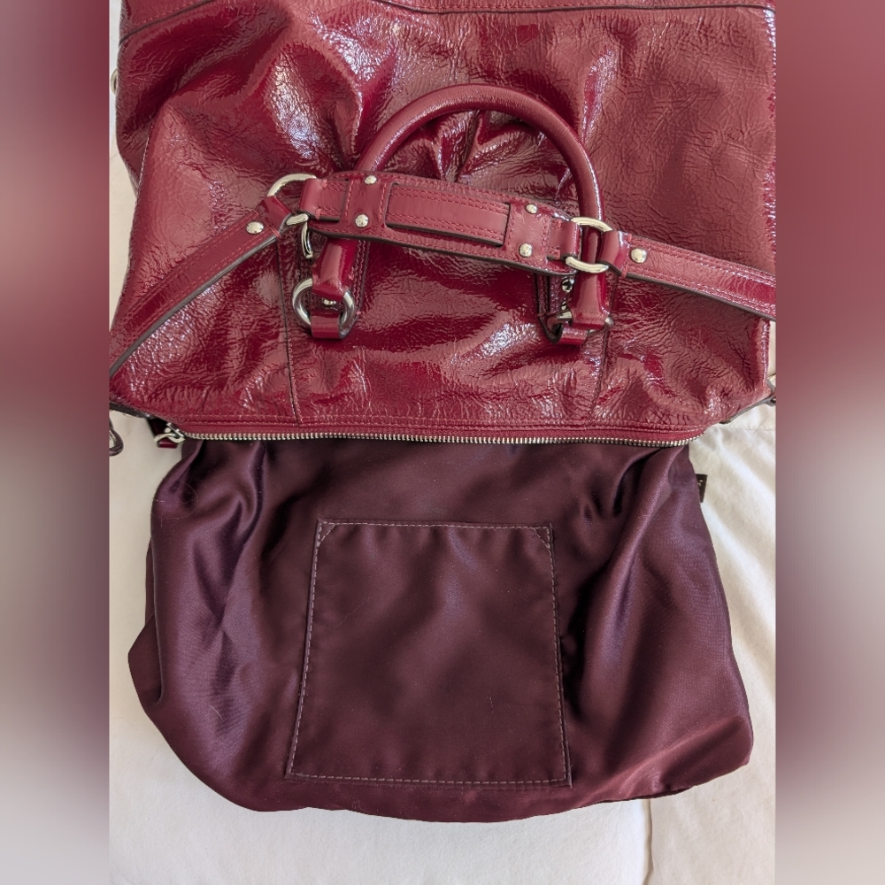 Coach Ashley Dark Red Patent Leather Satchel and Wallet with Dust Bag (F15455) - Picture 9 of 16